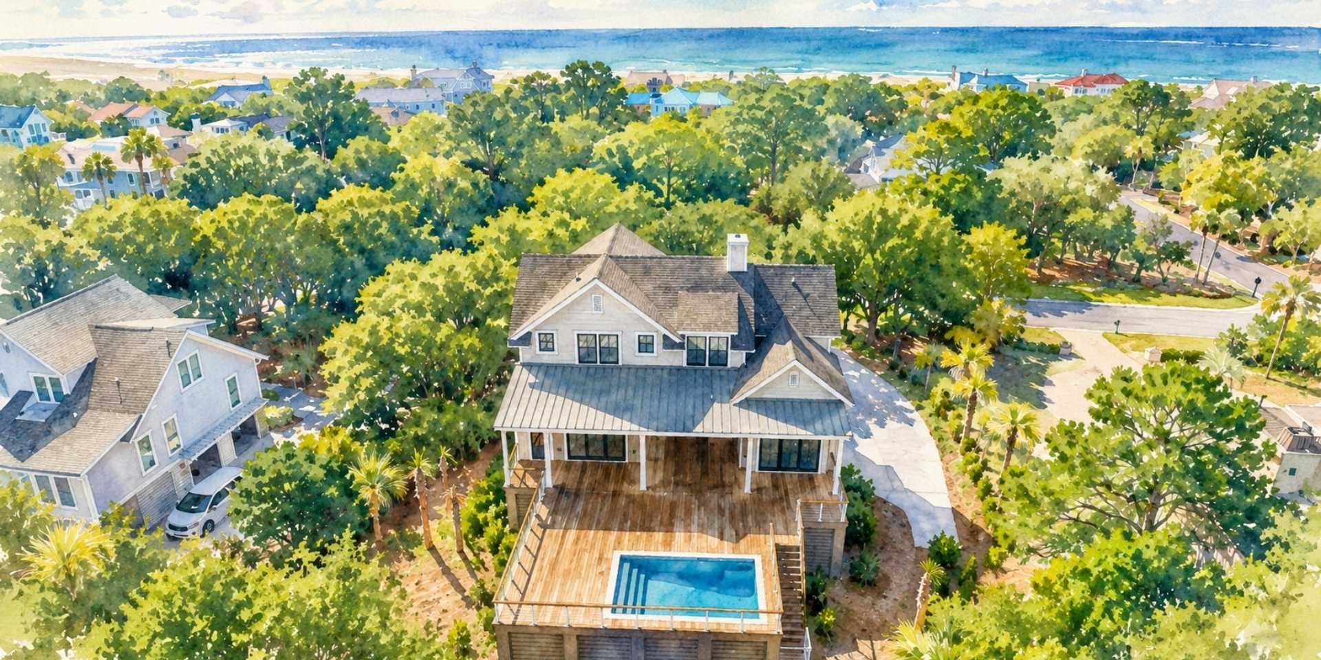 aerial view of seabrook island sc coastal comunity